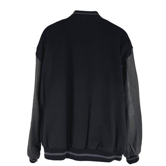 Kirkland Signature Varsity Jacket Mens 2XL Black Wool Leather Preppy CJ-1985 - Picture 5 of 12